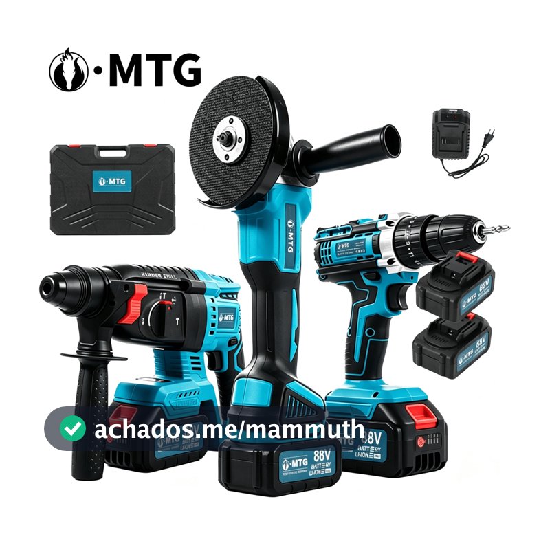 Kit 3 em 1 Brushless Sem Fio: Furadeira Parafusadeira, Chave de Impacto e Esmerilhadeira com Maleta