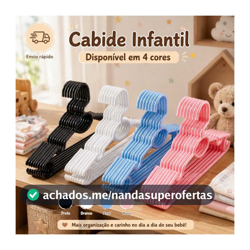 Kit com Até 100 Cabides Infantis Coloridos Bebê Criança Organização Premium