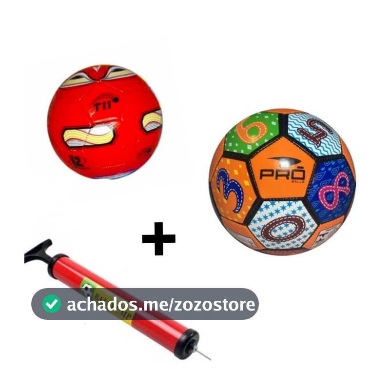 Bola Mini Bola de Futebol Infantil Nº 2 + Bola de Recreação Nº 3 Futebol Infantil + Bomba de Ar.