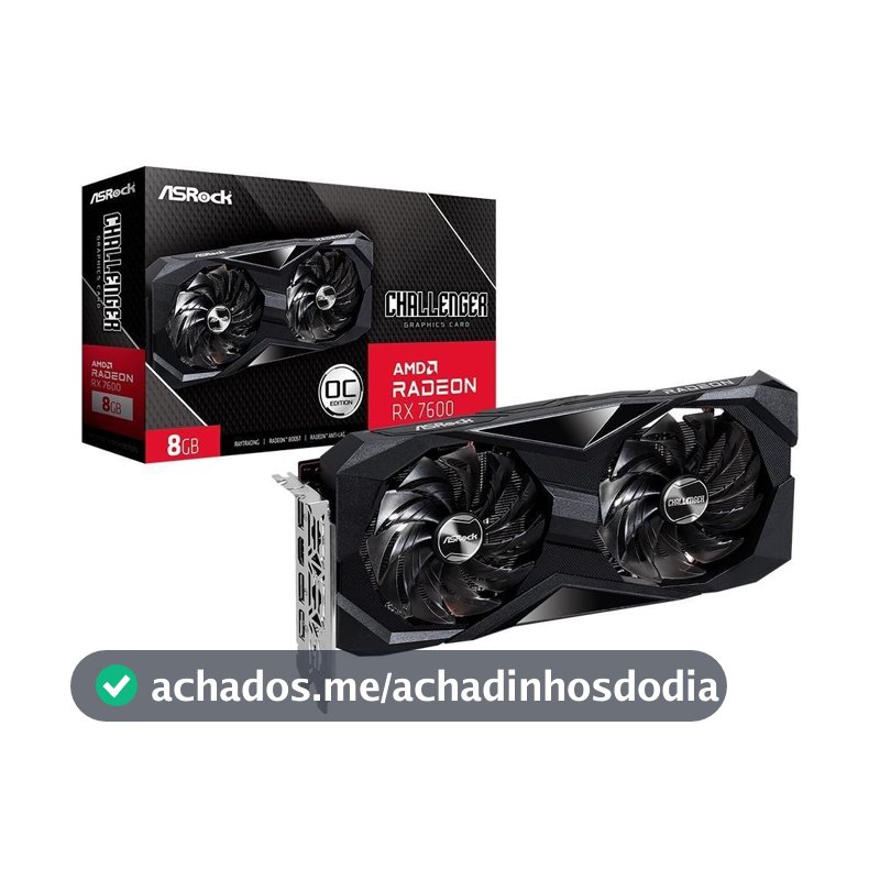 Placa de Vídeo RX 7600 Challenger ASRock AMD Radeon,  8GB GDDR6 - 90-GA41ZZ-00UANF