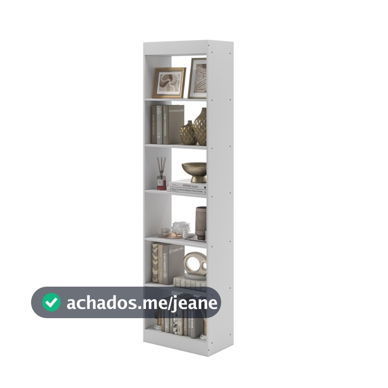 Livreiro Branco Estante Multiuso 6 Prateleiras Nichos Decorativos Para Sala Home Office Quarto Escritório Moderno Eira