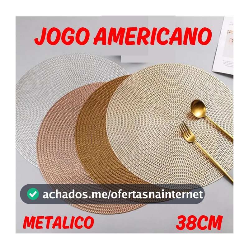 Kit 4 Ou 6 Jogo Americano 38cm Metálico Redondo Elegante Para Mesa De Cozinha Descanso De Mesa