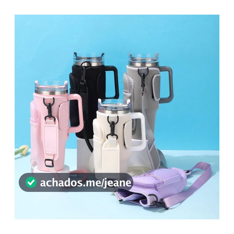 Bolsa Protetora de Garrafa Compatível com Celular e Chaveiro, Alça Ajustável