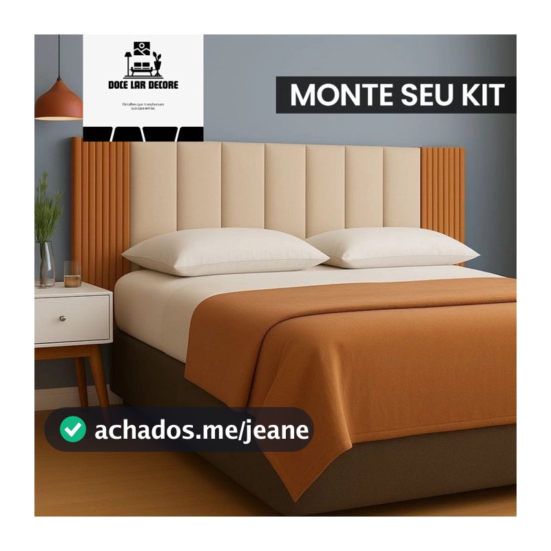 Kit de 7 ate  12 Peças Cabeceira Modular + Painel Ripado MDF Para Cama Box Casal King Queen - Envio Full