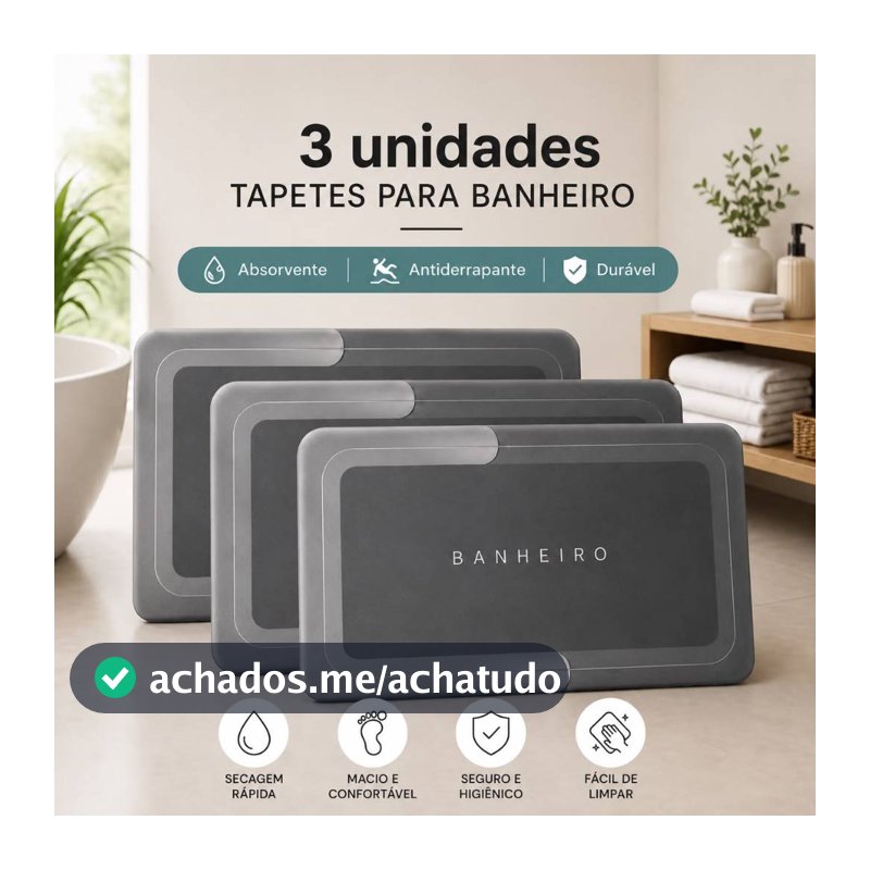 Tapetes para Banheiro Absorvente Antiderrapante Secagem Rápida Macio Durável