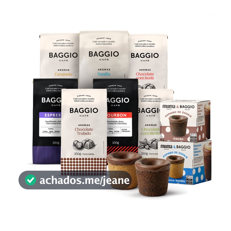 Kit Baggio Cafés Moídos 1,75kg (7x250g) + Copinho de Cookie