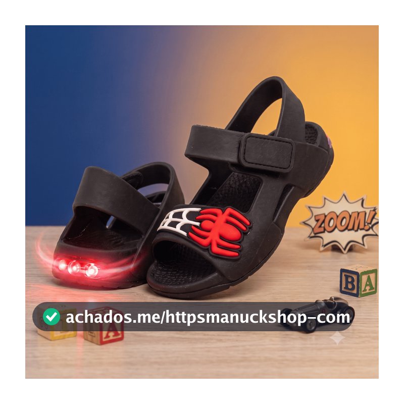 Papete Sandália LED Spider Infantil Menino Confortável