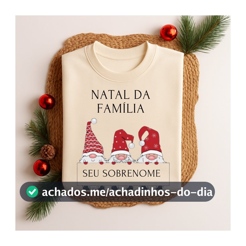 Camiseta 100% Algodão Natal Da Família Personalizado Sobrenome Natalina Festas Fim de Ano Fofa