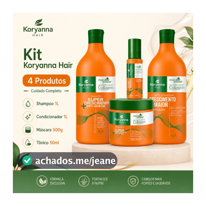 Kit Completo crescimento Anti Queda Máscara Capilar  + Condicionador 1L + Shampoo 1L + Tônico Crescimento Profissional