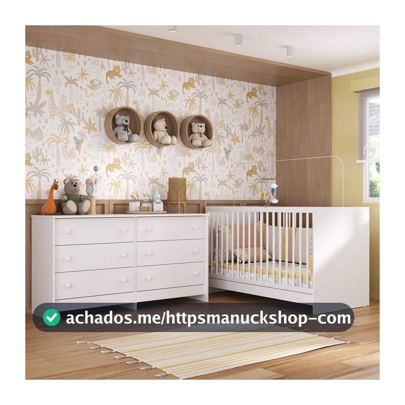 Berço 3 em 1 para Colchão 130 x 60 cm com Cômoda Framboesa Multimóveis MP4295