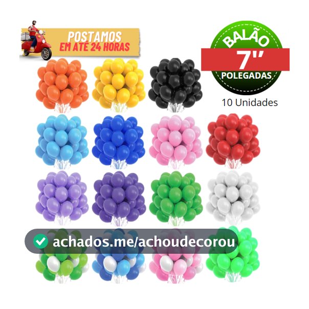 10 Unidades Balão Bexiga Latex Liso Número 7 Polegadas - Várias Cores Para Festas e Eventos