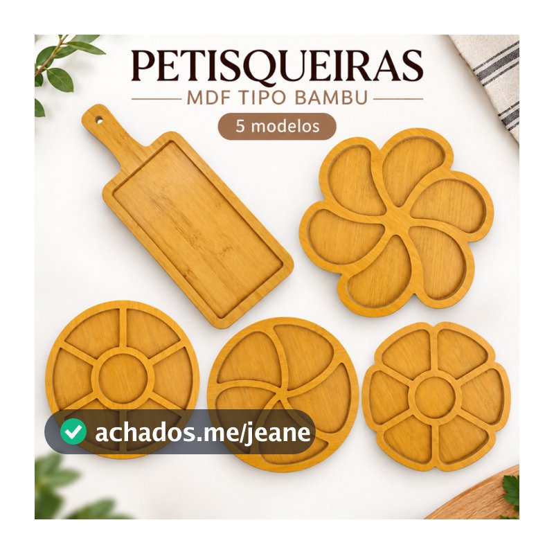 Petisqueira Tábua de Bambu MDF p/ Frios e Queijo de Flor  Gamela Redonda de Bambu para Petisco e Churrasco