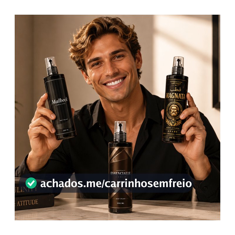 Kit de 2 Até 3 Body Splash Masculino Malbeck Essencialle Magnata Árabe 200ml Longa Duração Cheiroso