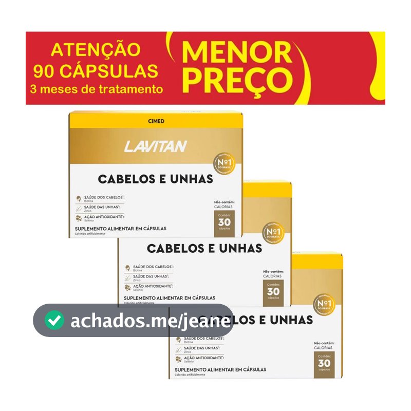 Kit 3 Lavitan Cabelos e Unhas 30 Comprimidos