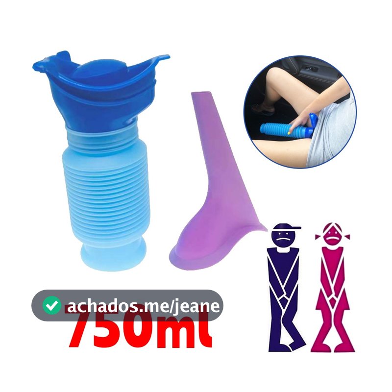 Mictório Portátil Retrátil 750ml Unissex Masculino Feminino Urinol Para Viagem Carro Camping