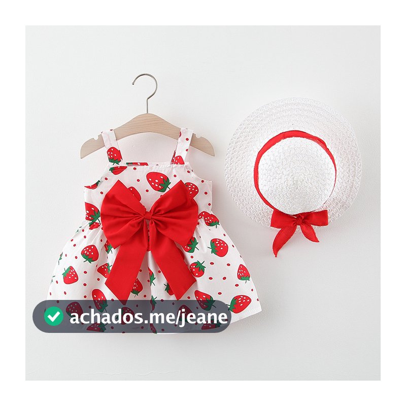 Lindo Vestido De Princesa Com Estampa De Morango Para Bebês Meninas – Roupa De Aniversário Perfeita Um Ano , Moda Elegan