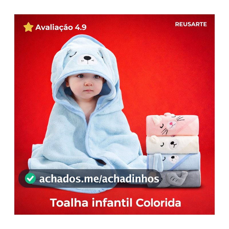 Toalha Banho Bebê Capuz Roupão Infantil Recém Nascido Criança Bichinho Bordado
