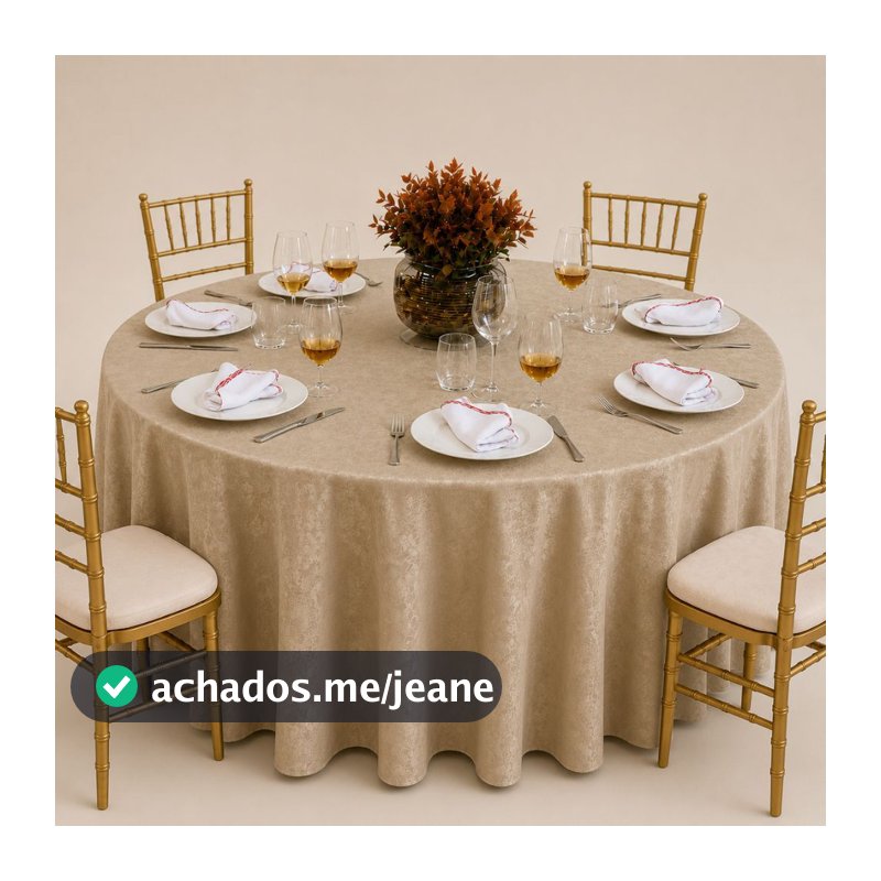 Toalha de Mesa Jacquard 2,80M Redonda Buffet Gigante Para Casamento Luxo Formatura Tecido Original