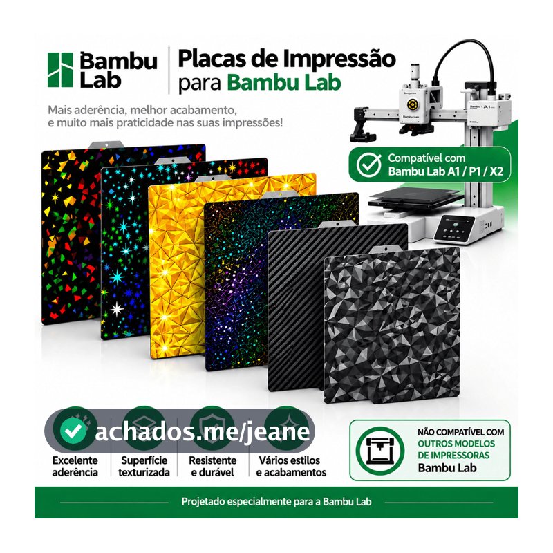 Placa de Impressão para Impressora 3D Bambu Lab A1/P1S 256x256mm - Vários Modelos