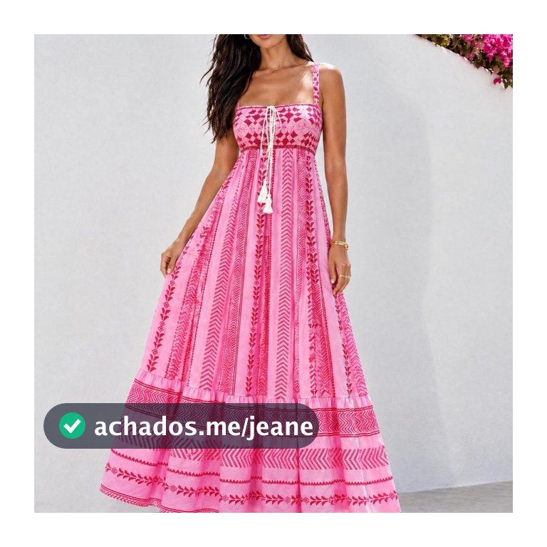 Vestido Longo Feminino Rosa em Estilo Boho Estampa Floral de Verão, Alças Finas, Vestido para Férias na Praia