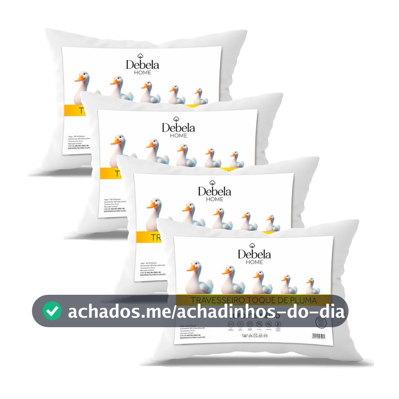 Jogo C/ 4 ou 2 Travesseiro Pluma de Ganso Confortavel e Macio Antiacaro 50x70cm