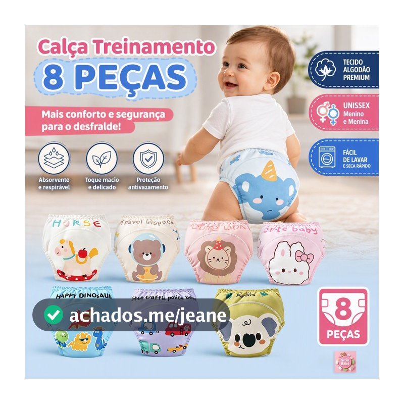 Calça De Treinamento Infantil Impermeável E Reutilizável Para Desfralde Com Algodão Macio E Alta Absorção