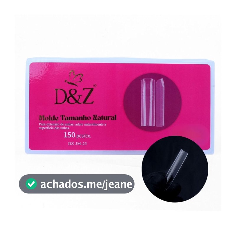 Molde F1 0mm Gringo 150pcs Formato Natural D&Z Profissional Alongamento unha gel