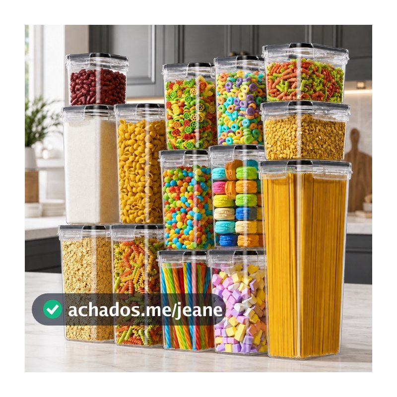 Kit 14 Potes Herméticos Mantimentos Plásticos Organizadores