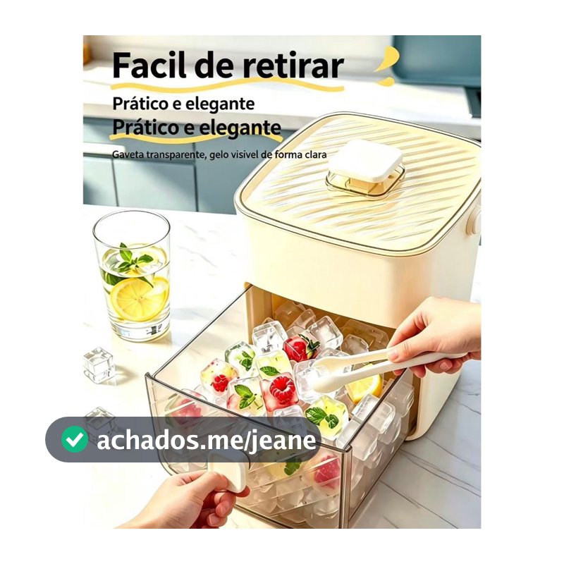Bandeja para Gelo Press Automática, Caixa Fabricadora de Gelo com Gaveta Visível, Material Seguro para Alimentos, Portát
