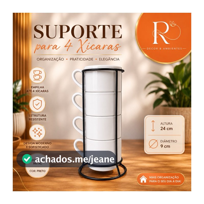 Suporte para Xícaras Empilhar preto