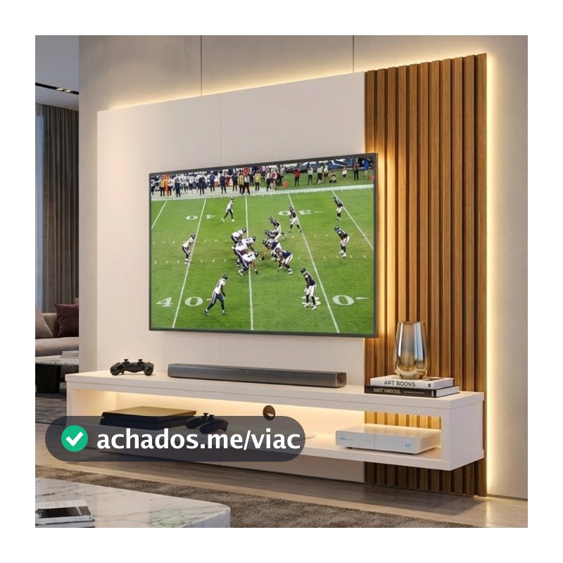 Painel Cissa Tv Até 50" Nicho Decorativo Prateleira Inferior Suspenso Parede Quarto Sala Estar - RPM