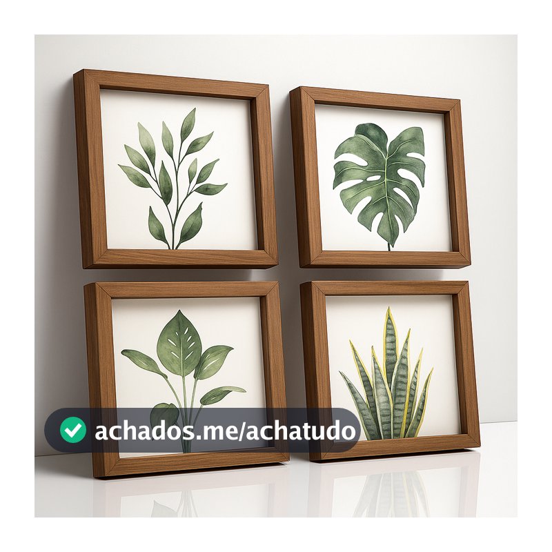 Quadros pra banheiro Botanicos Aquarela Folhas Tropicais Verde Decoração ideal para Banheiro, Quartos, Sala, Cabiceira