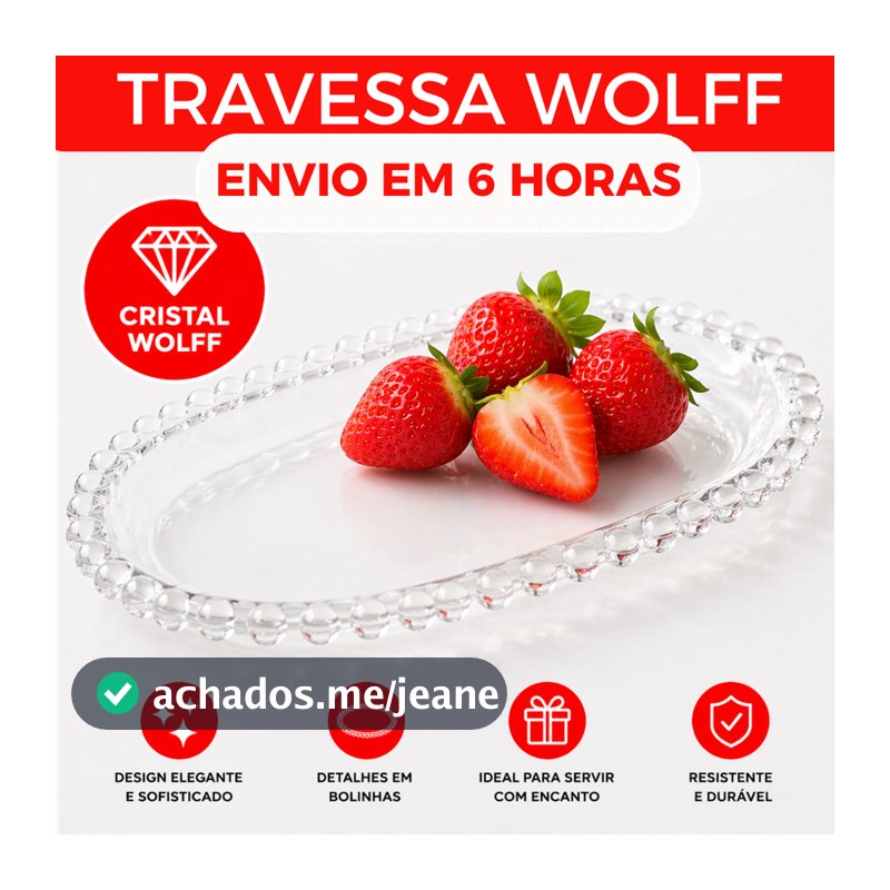 Travessa Bandeja de Cristal Oval Transparente Wolff Bolinhas Pearl 24cm