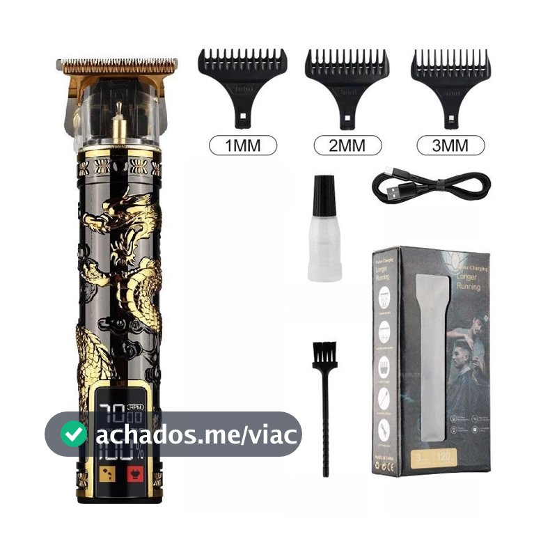 Máquina De Cortar Cabelo Barba Profissional Com Led Barbeador E Cortador Digital C/ Display Lançamento-K5