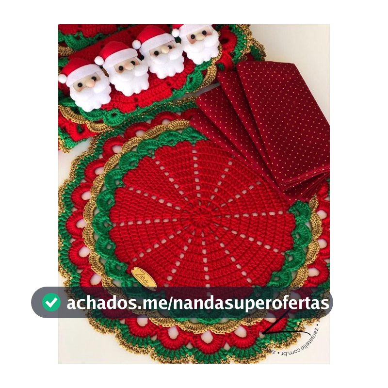 sousplat ou lugar americano em crochê produzindo a mão para mesa posta tema natalino para compor seu natal valor unidade