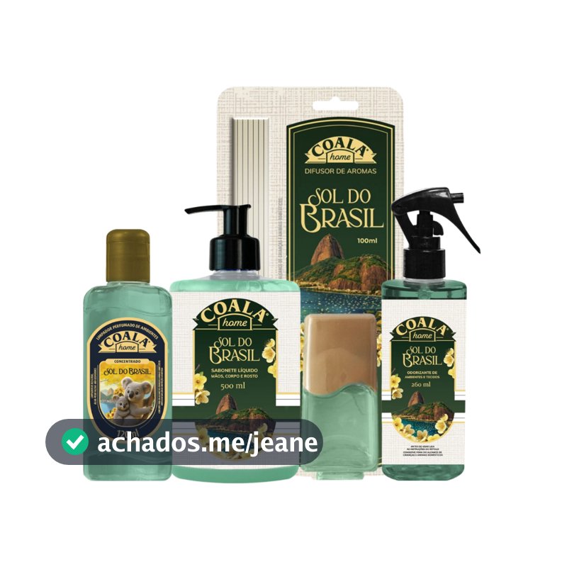 Kit 4 Coala Home Sol do Brasil - Limpador Perfumado, Sabonete Líquido, Difusor, Home Spray