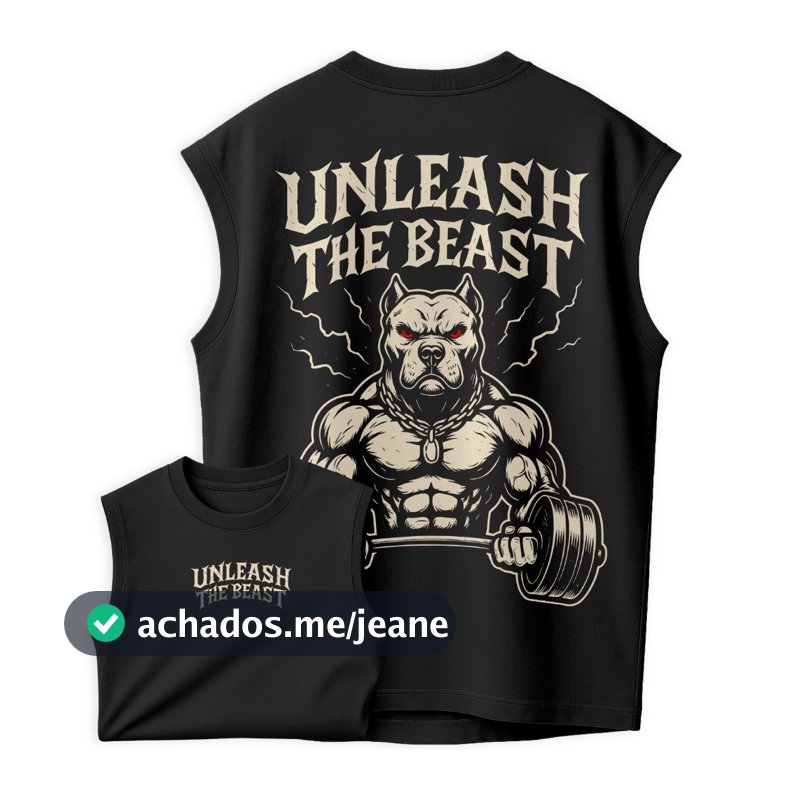 Regata Oversized Masculina Academia | Solta a Fera | Estampa Pitbull Monstro Old School