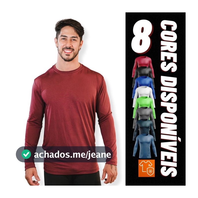 Camisa Camiseta Proteção Solar UV Masculina Manga Longa Segunda Pele Térmica Academia Fitness Treino