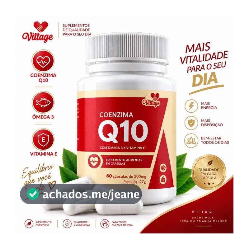 Coenzima Q10 VITTAGE  com Vit B2 e Magnésio 60 cáps