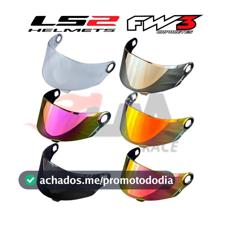 Viseira Capacete Ls2 Fw3 Revo Modelos FF358 FF396 FF392 FW3 GT GTN GTX GT2 Nova Cores