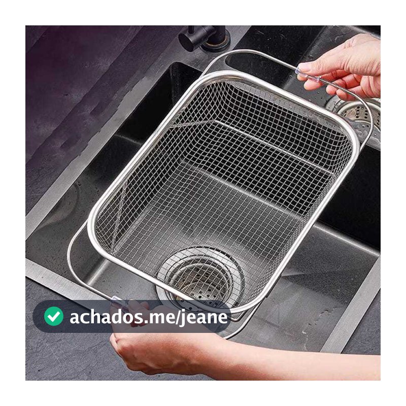 Cesto Escorredor de Louça Inox para Pia – Retrátil, Telado e Resistente