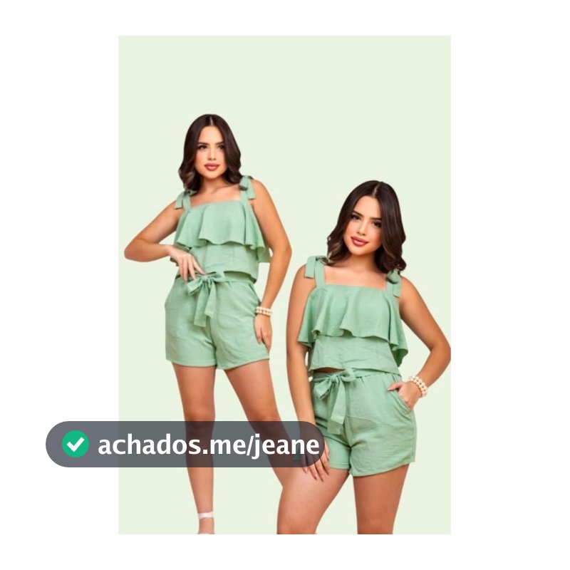 Conjunto juvenil adolescente feminino blusa de babado e short com bolso roupas menina verão.