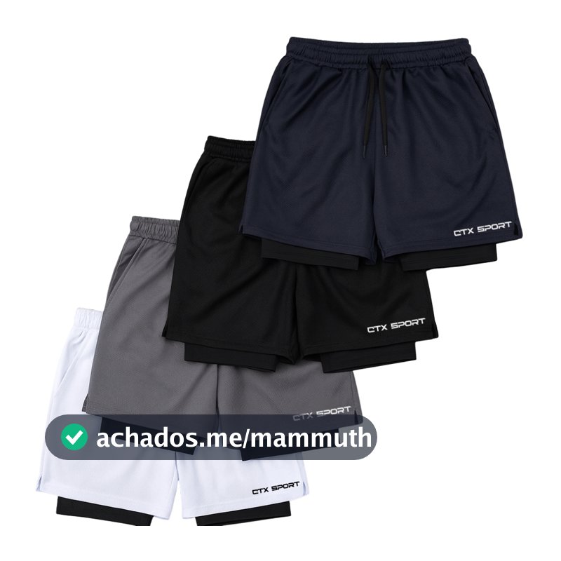 KIT 4 ou 2 Bermudas 2em1 Masculina Academia Corrida Fitness Compressão Treino Dry Fit 3 bolsos SPORT