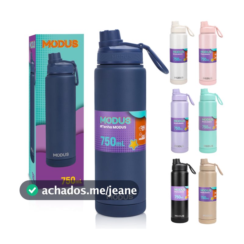 MODUS Garrafa Térmica 750ml Inox Quente e Frio Base De Silicone Removível Com Bico Rosqueável
