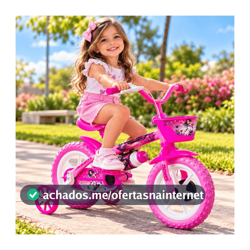 Bicicleta Infantil Aro 12 Rodinhas Cestinha e Rodinha Segura Resistente para Crianças
