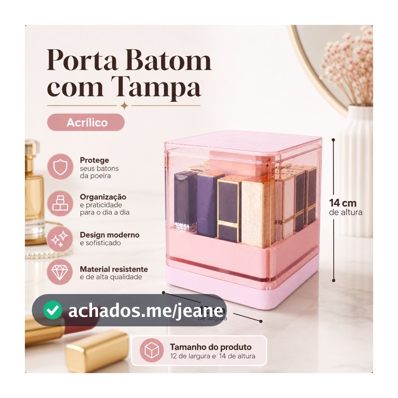 Porta Batom com Tampa – Organize Sua Maquiagem com Estilo