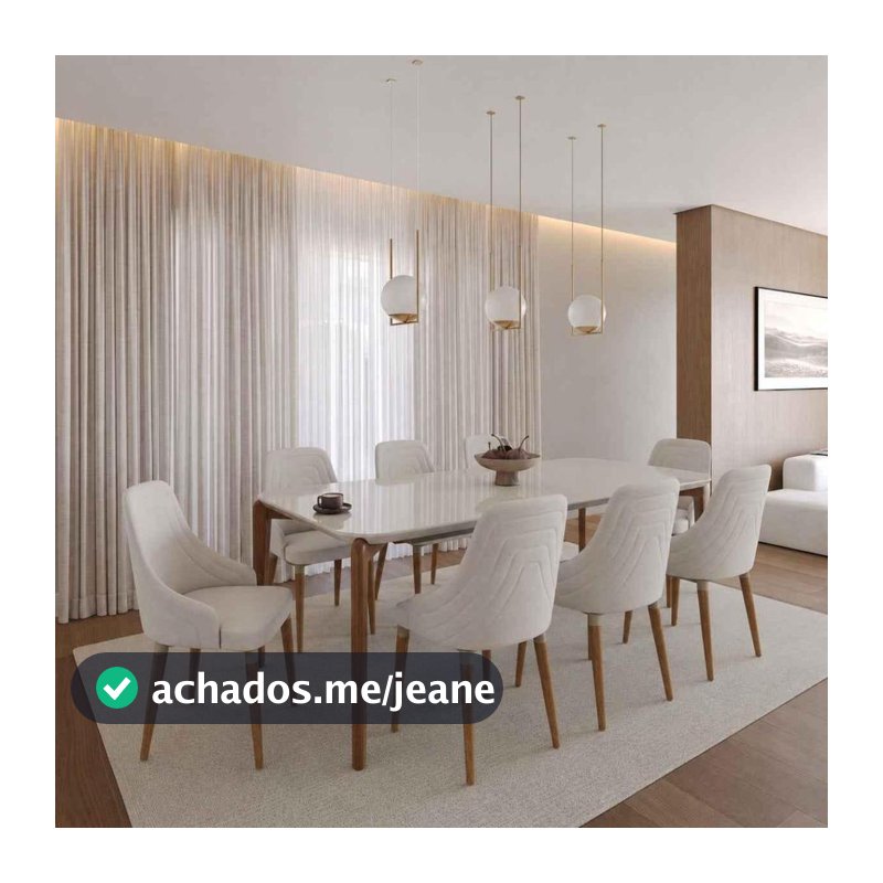 Conjunto de Jantar Mesa C/Vidro Donatella 8 Cadeiras Evelyn
