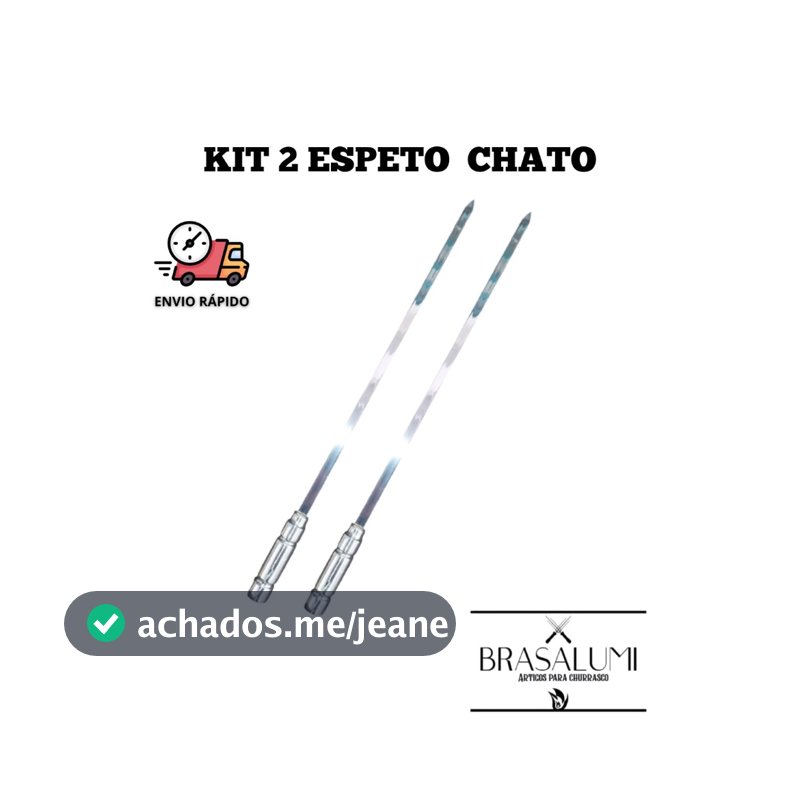 kit 2 Espetos de Alumínio 50 cm (Espeto Chato) churrasco