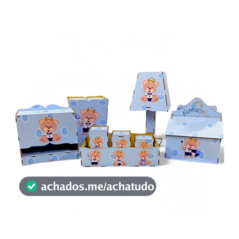 Kit de Higiene para Bebê Ursinho Ursinha Adesivado 8 Peças