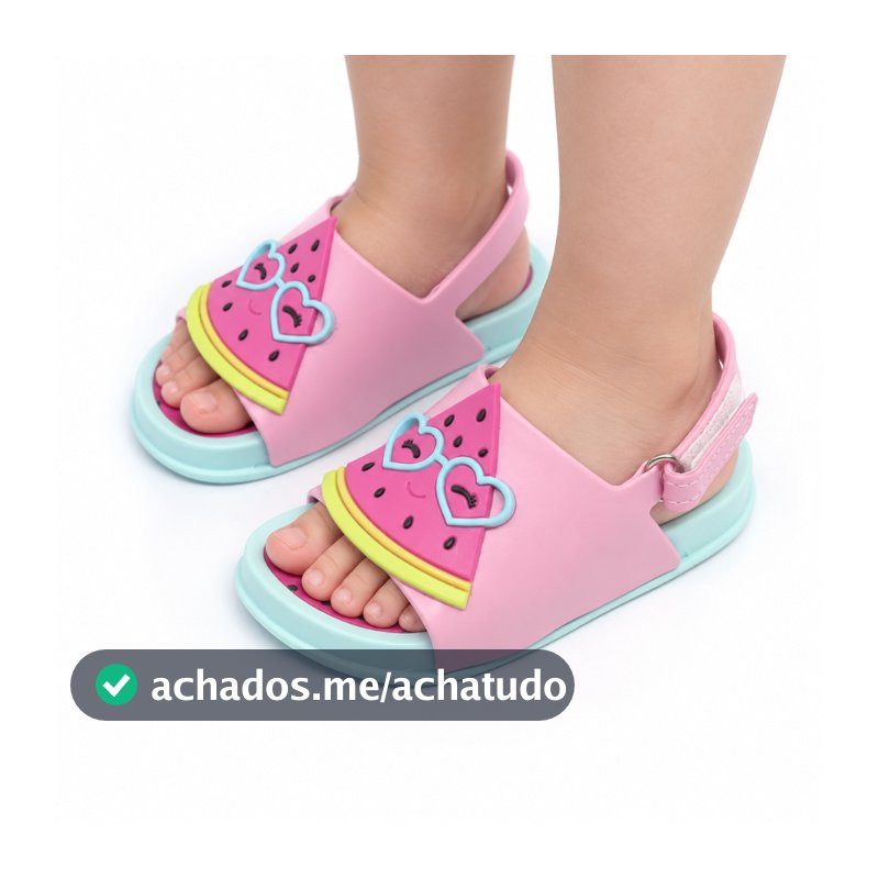 Sandália Infantil Plugt Menina Confortável Melancia Solado Antiderrapante Tiras Seguras Moda Verão Escola Passeio